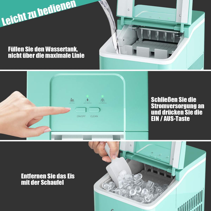 COSTWAY Eiswürfelmaschine Ice Maker 12KG/24H, Eismaschine Eiswürfelbereiter inkl. Eiswürfelschaufel