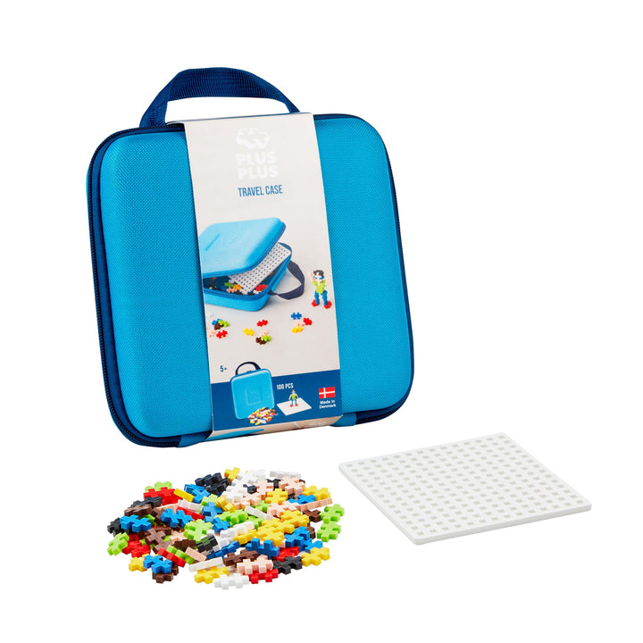 Plus-Plus 9607012 Kreativ-Bausteine, Reisekoffer Set, Geniales Konstruktionsspielzeug, 100 Teile, Bl