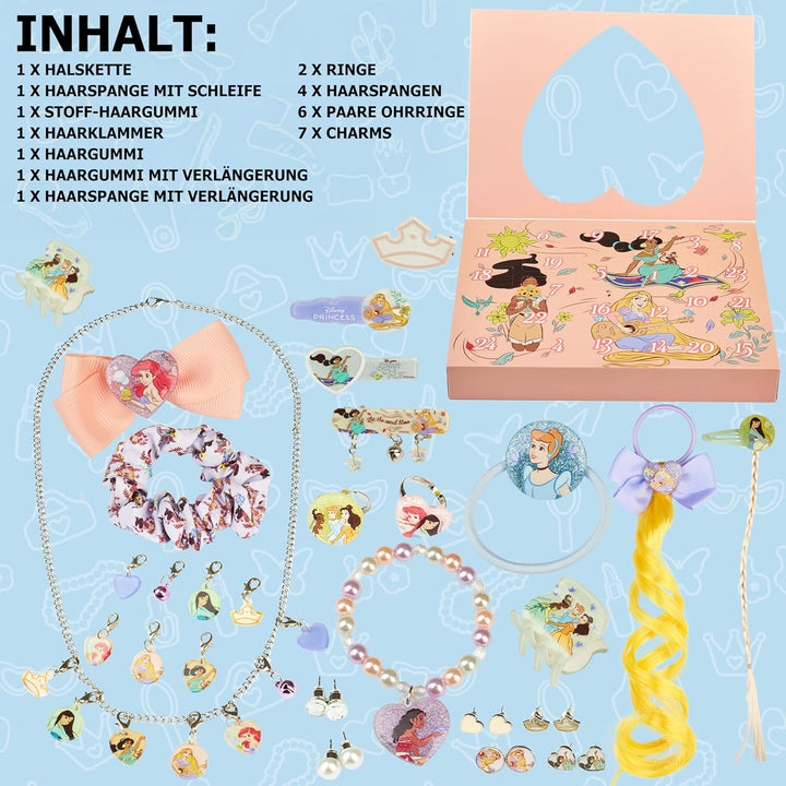 Get Trend Disney Prinzessinnen Adventskalender 2025 Mädchen, Haarschmuck & Schmuck, Weihnachts Count