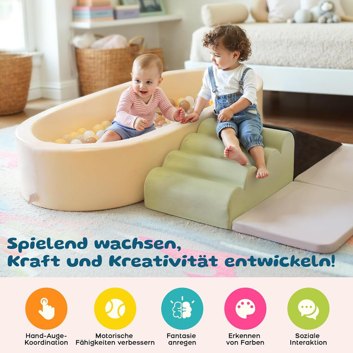 BanaSuper Schaumstoff Bausteine | Softbausteine XXL | Soft Play Set mit Riesen-Bällebad (Keine Bälle
