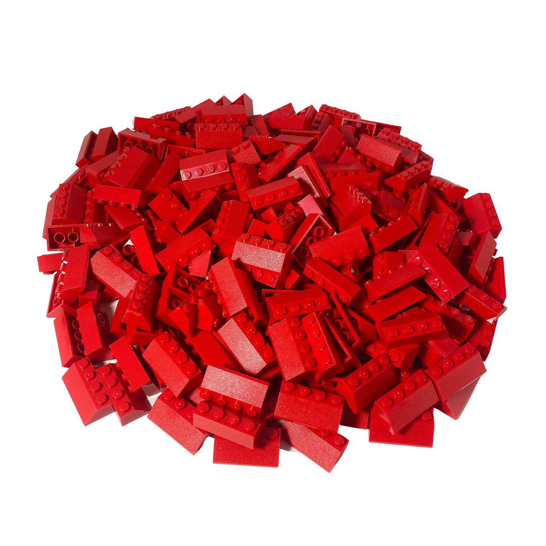 LEGO® 2x4 Dachsteine Schrägsteine Rot 100 Stück Haus Dach - Bausteine für kreative Konstruktionen -