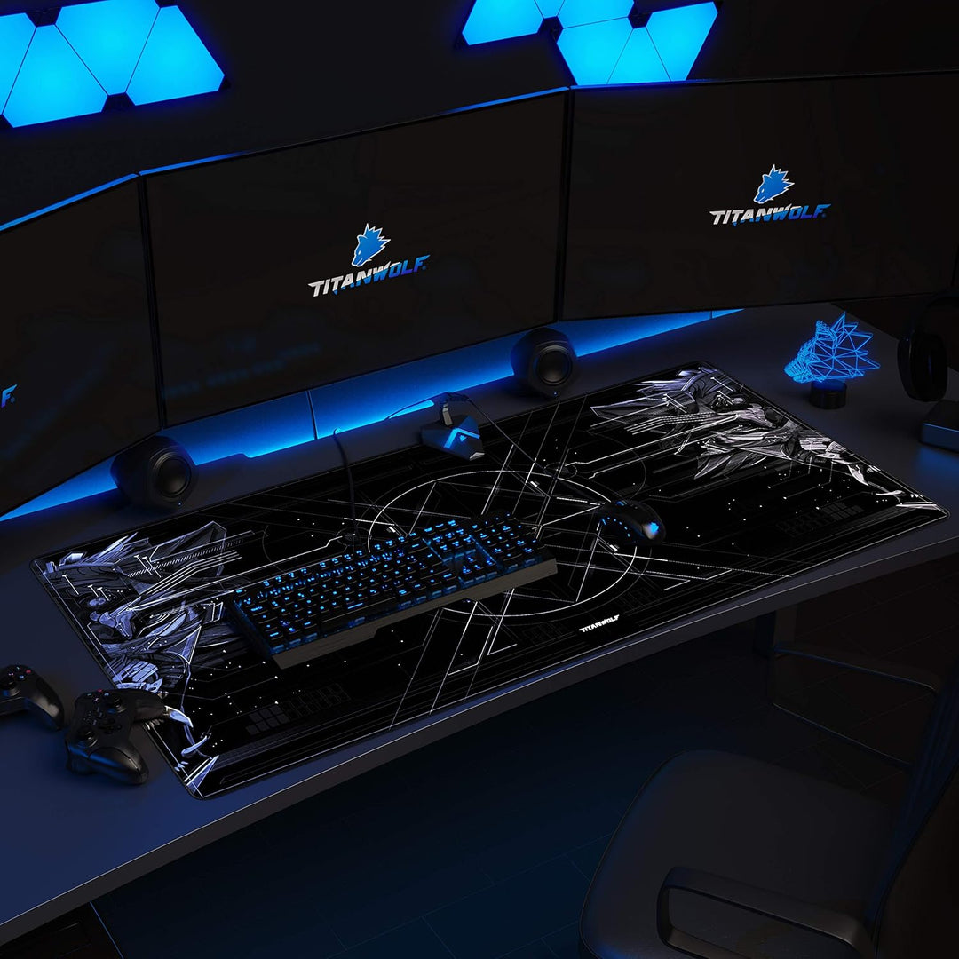 CSL - Übergrösse Mauspad Gaming Titanwolf 1200x600mm - XXXL Mousepad gross mit Motiv - Tischunterlag