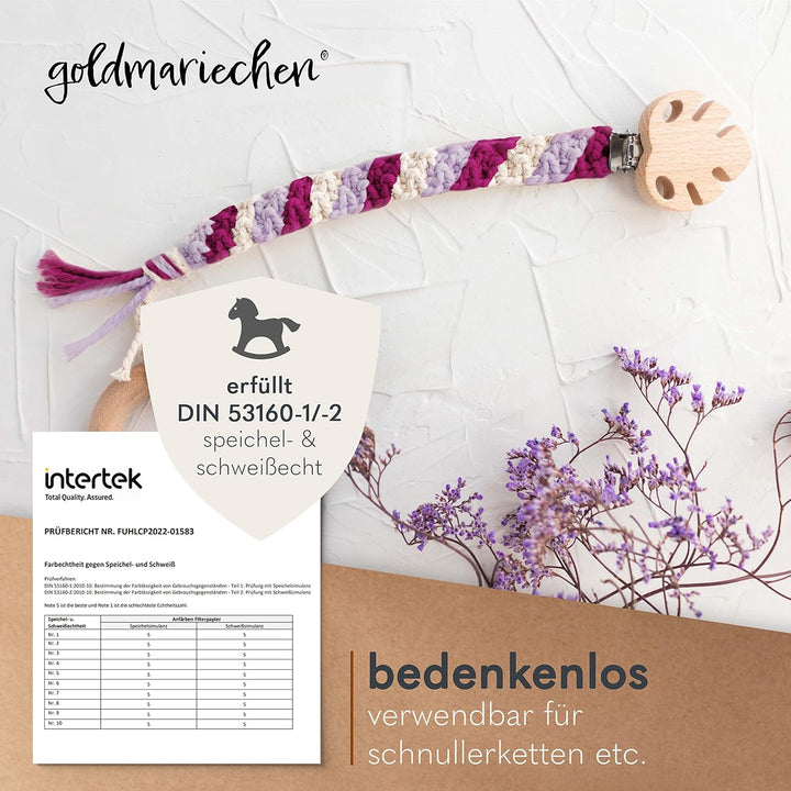 goldmariechen Premium Makramee Garn 3er Set (Naturell, Beere, Lavendel) | 3mm | 100% Baumwolle | pla