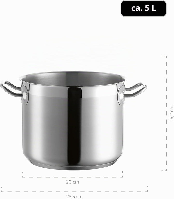 Mäser, Serie Professional, Gemüsetopf 20 cm mit Deckel, Topf aus hochwertigem Edelstahl 18/10, Induk