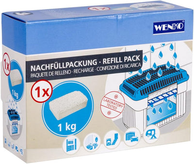 WENKO 69203800 Feuchtigkeitskiller Nachfüllpack 3 x 1 kg Luftentfeuchter-Nachfüller, Weiss