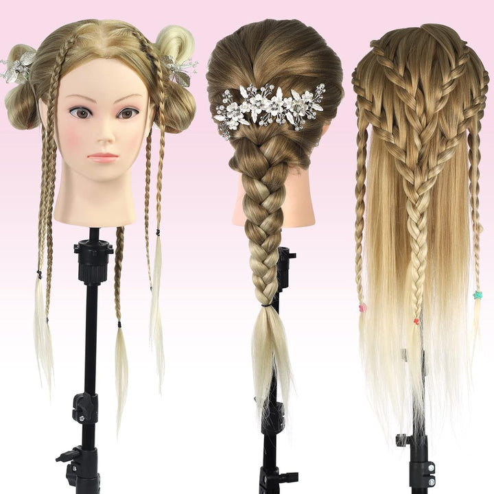 Neverland Frisierkopf Friseur Echthaar Übungskopf Friseurkopf Trainingsköpfe (26” Ombre Golden), 26”