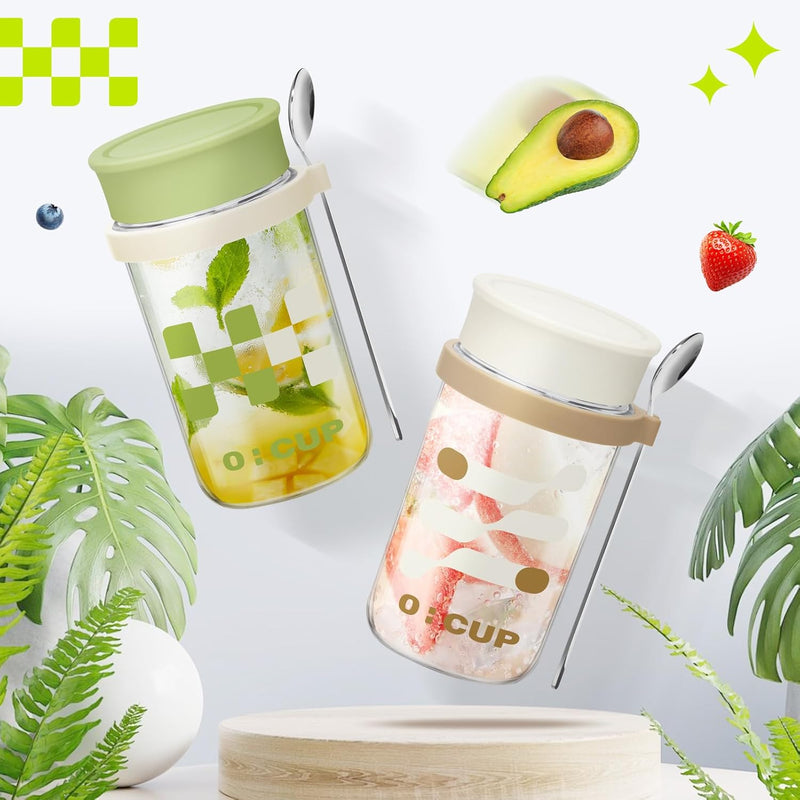 UHAPEER 500ML Müslidosen, Auslaufsicherer Müslibecher mit Löffel, Porridge Becher 2er Set, Mepal Bec
