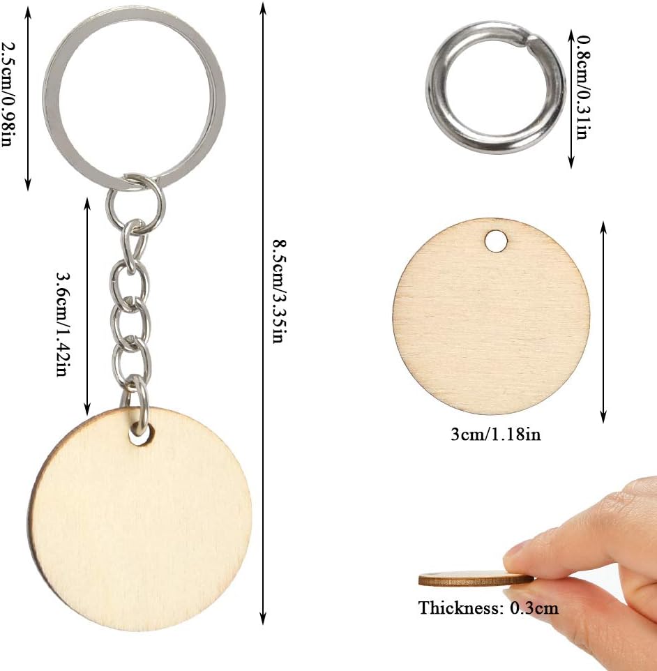 FOCCTS 100 Stück Holzscheiben Handwerk Holzplättchen mit Loch Baumscheiben für DIY Basteln Malen DIY