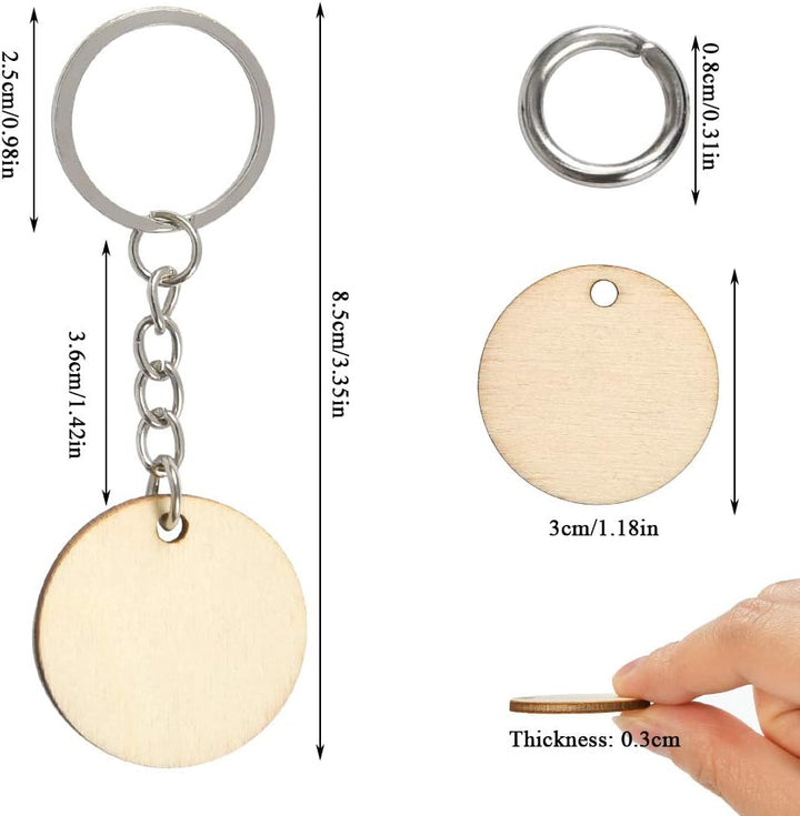 FOCCTS 100 Stück Holzscheiben Handwerk Holzplättchen mit Loch Baumscheiben für DIY Basteln Malen DIY