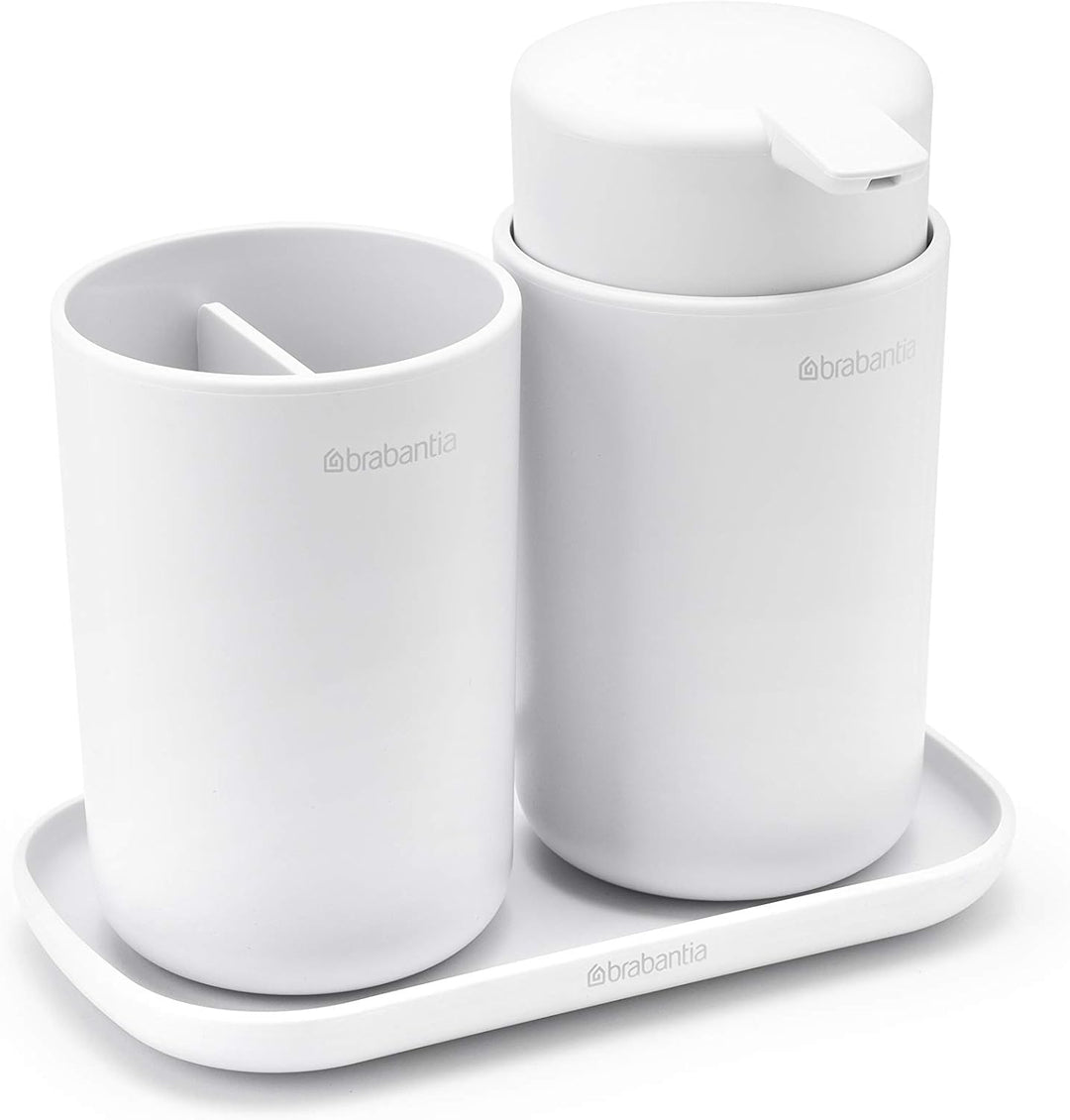 Brabantia Renew Collection Badezimmer-Set, Kunststoff, Weiss, Set of 3 White, White