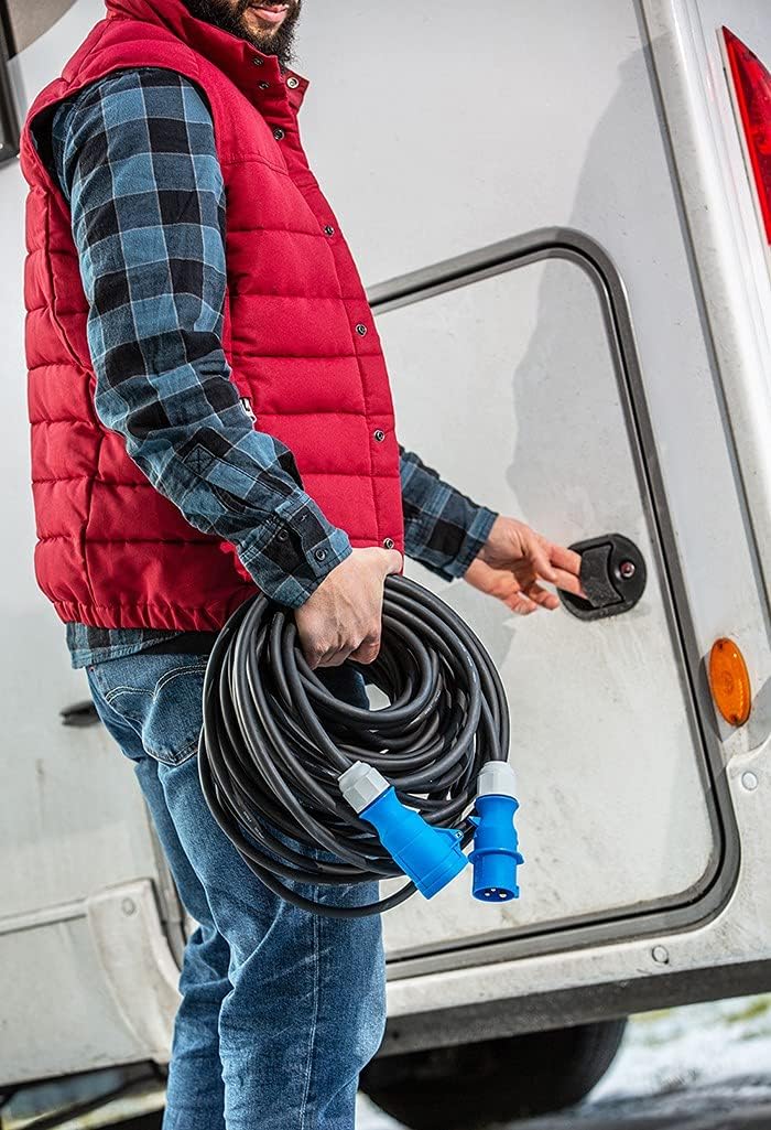 as - Schwabe CEE Outdoor-Verlängerungsleitung 10m mit neuer powerlight Spannungsanzeige, CEE-Stecker
