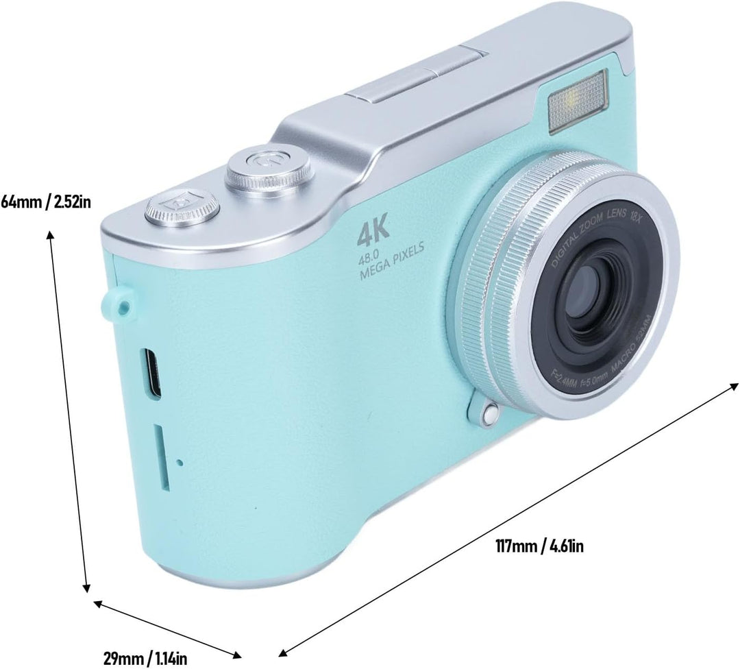 Zunate 48MP 1080P Digitalkamera, Autofokus Vlogging Kamera mit 2.4" Flip Screen und 18X Zoom, eingeb