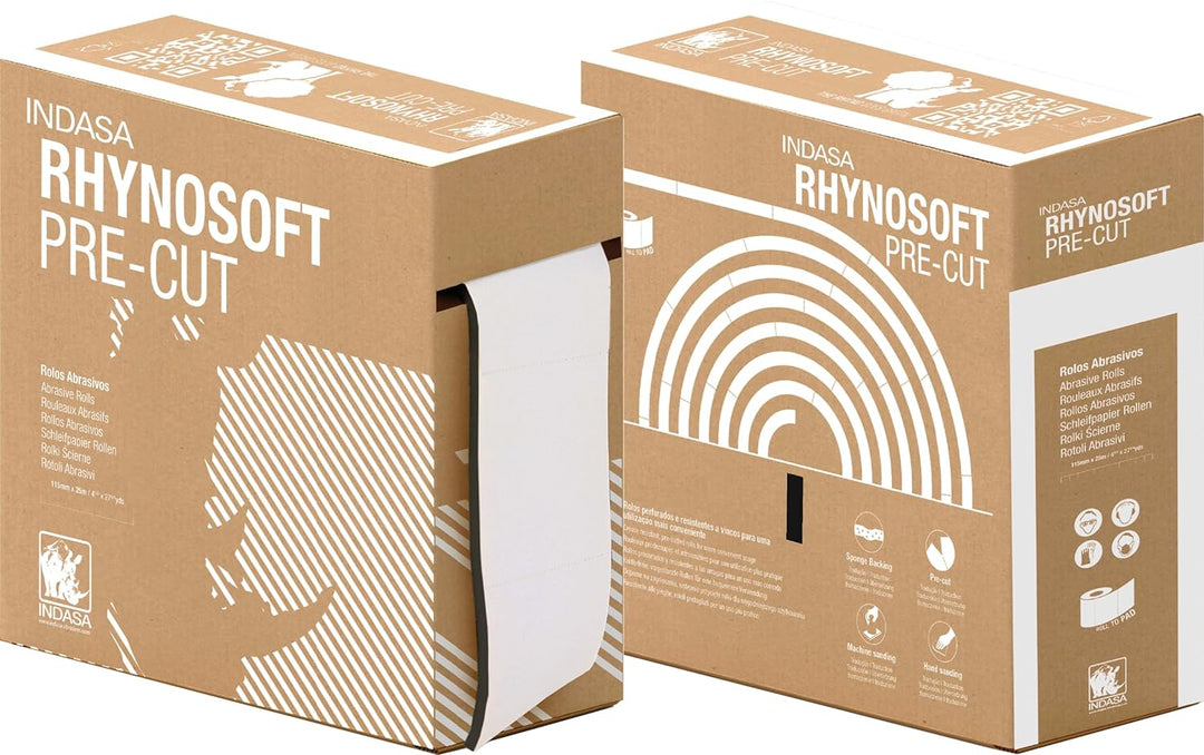 Indasa RHYNOSOFT PRECUT Rollen 115mm x 25m Körnung wählbar Schleifpapier Schleif Schwamm, Schleifbla