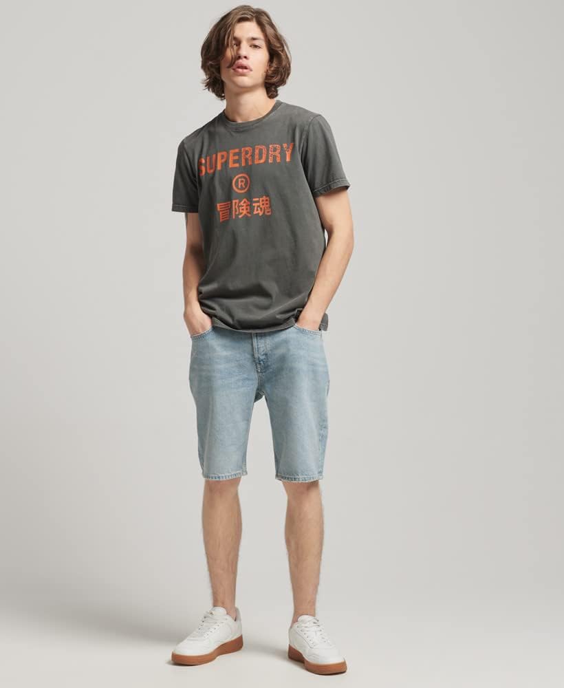 Superdry Herren Bedrucktes T-Shirt Hemd S Vintage Schwarz, S Vintage Schwarz