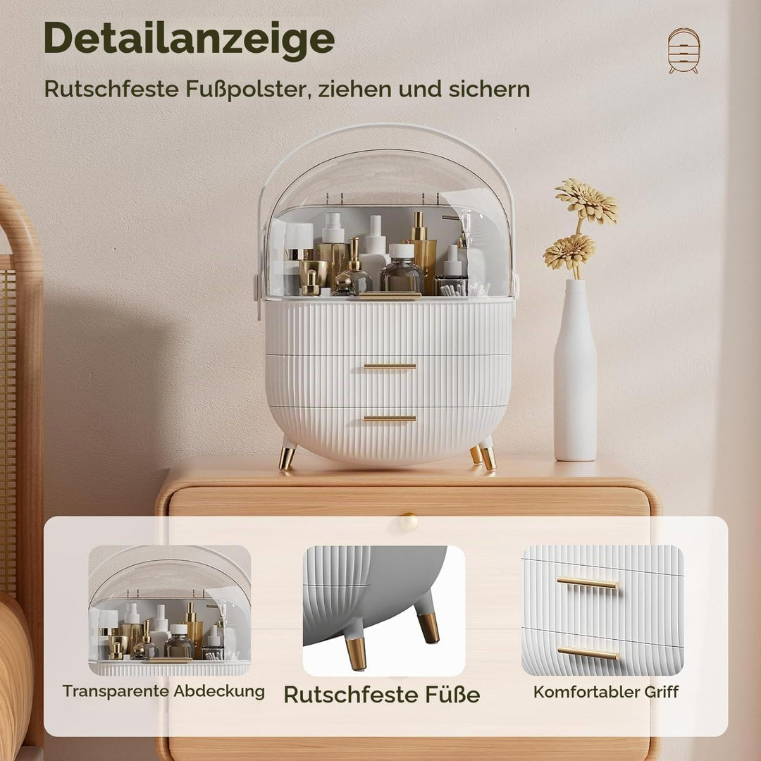 Make up Organizer Aufbewahrungsbox, Kosmetik Vitrine mit Transparentem Deckel, Staubdichte Kosmetik