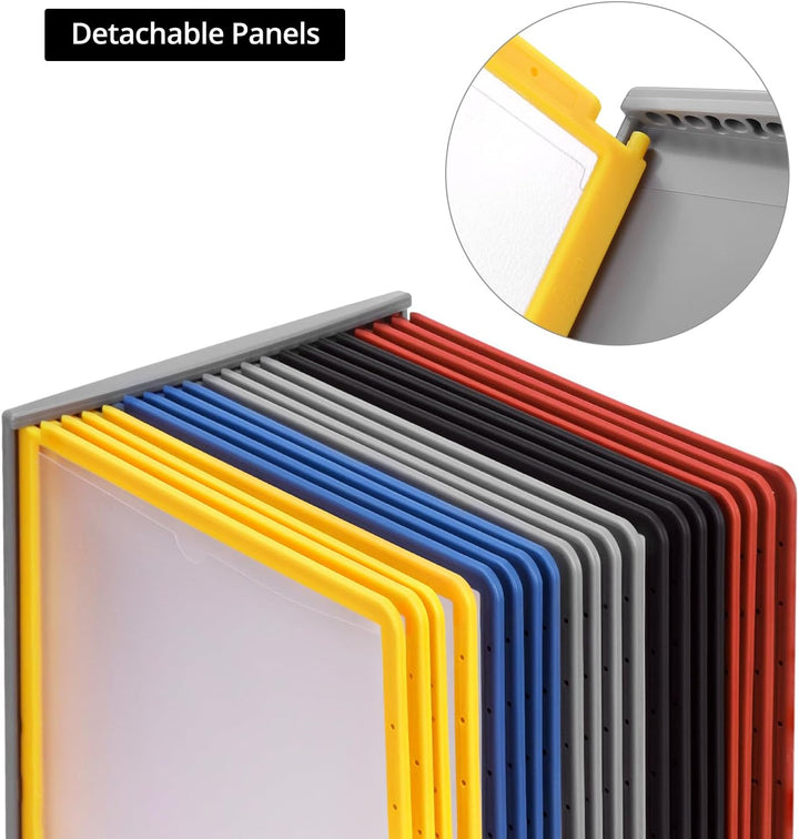 QWORK® Wand Sichttafelsystem - 20X Sichttafeln A4 - Mehrfarbig Dokumentenhalter für Messehallen, Res