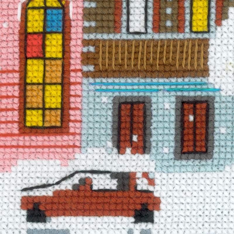RIOLIS Weihnachtsstadt Kreuzstich-Set, Baumwolle, Mehrfarbig, 60 x 21 x 0.1 cm