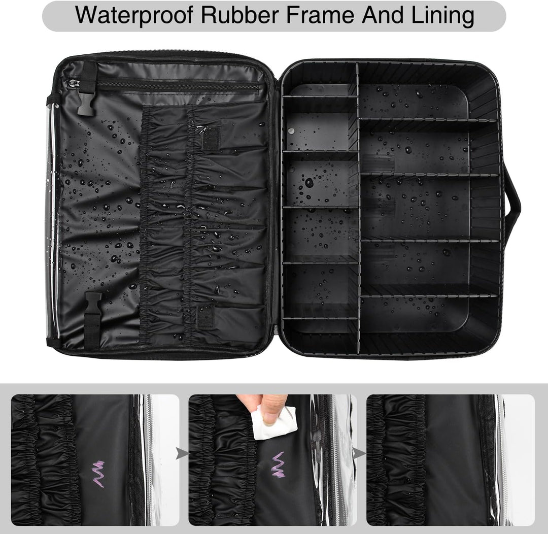 Kosmetikkoffer Gross, Makeup Tasche mit Verstellbaren Teilern und Riemen, Kosmetikkoffer Mädchen, Tr