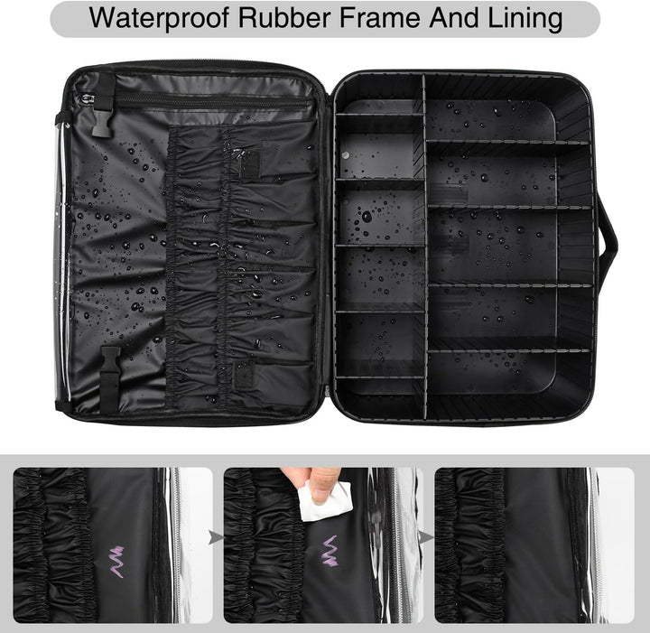 Kosmetikkoffer Gross, Makeup Tasche mit Verstellbaren Teilern und Riemen, Kosmetikkoffer Mädchen, Tr