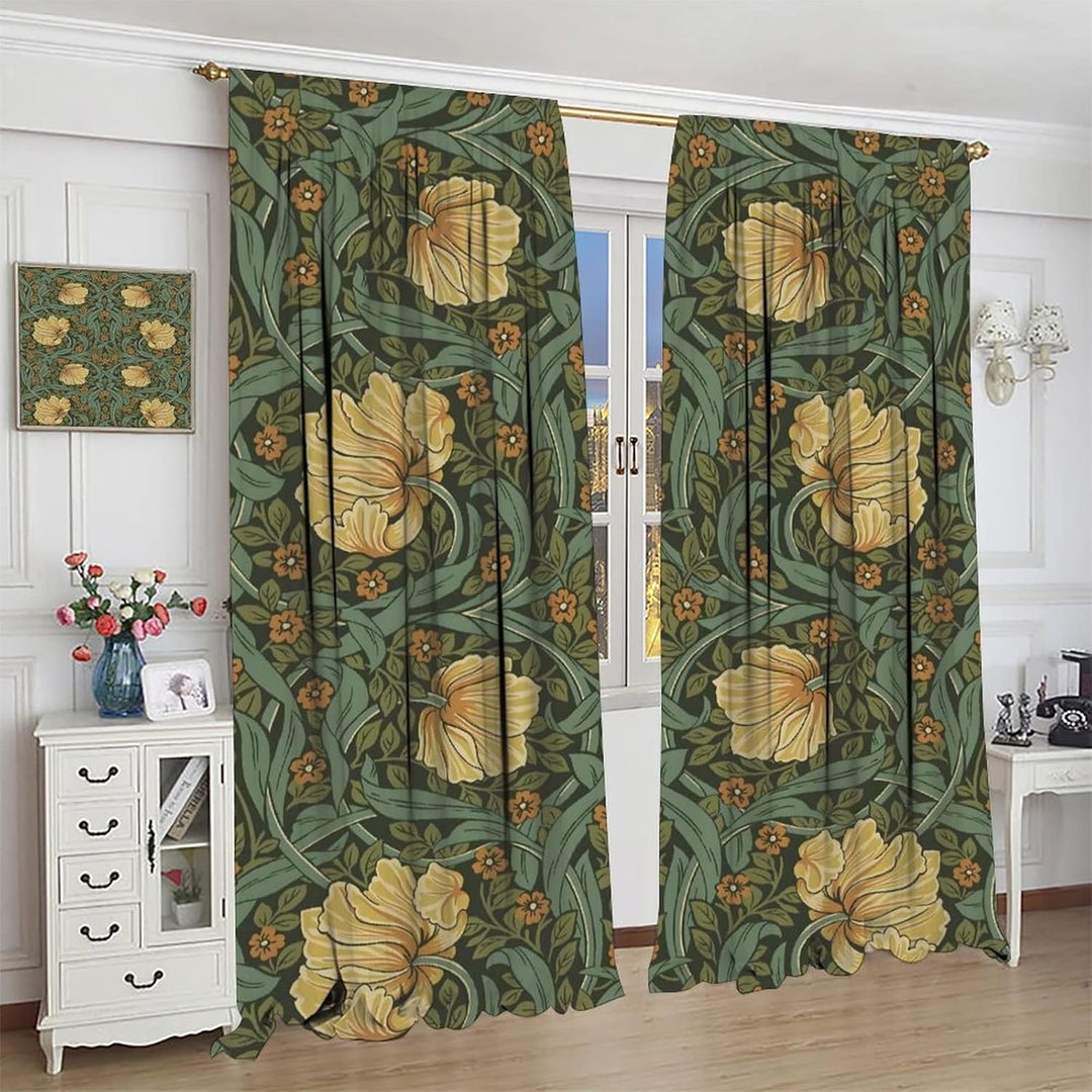 JESTRONRY Vorhänge im Vintage-Stil, Blumenmuster, für Wohnzimmer, Fensterbehandlungen, Schlafzimmer,