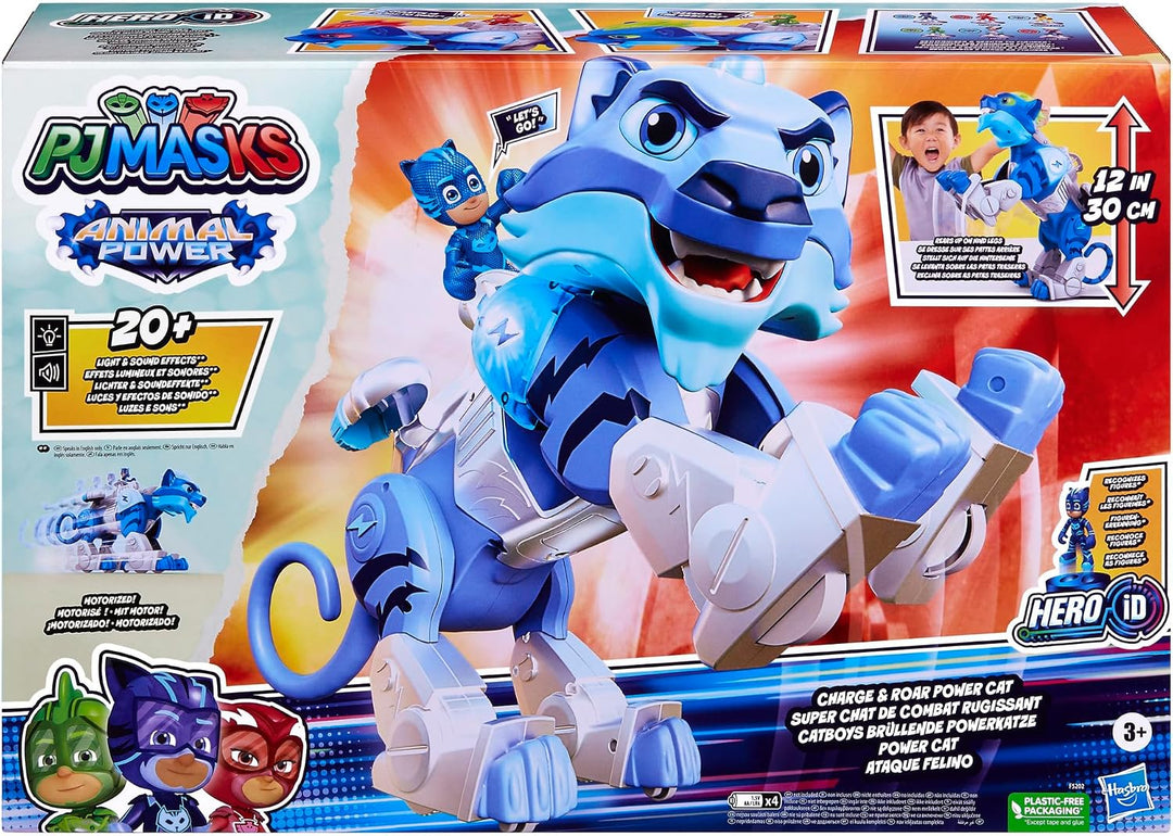 PJ Masks Hasbro Animal Power Charge and Roar Power Cat, Interactive Toys with 20+ Lights and Sounds,
