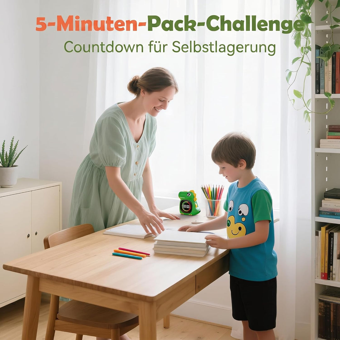 Dinosaurier Visueller Timer für Kinder, 99 Min USB Wiederaufladbar Grün, Grün