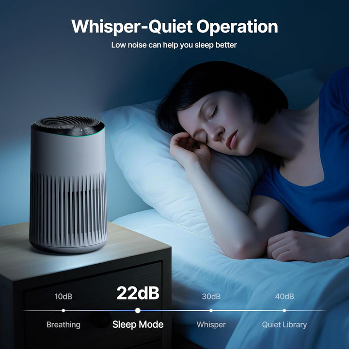 MERONTE Luftreiniger für Schlafzimmer, Zuhause, allergischer Luftreiniger für Schlafzimmer, Büro, Ra