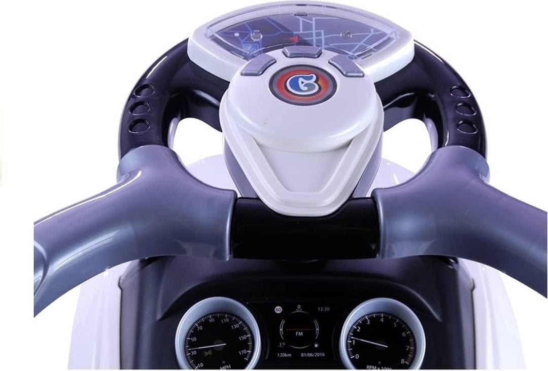 Lean Toys Rutschauto mit der Schiebestange 614W Weiss Rutschfahrzeug Kinderauto Rutscher