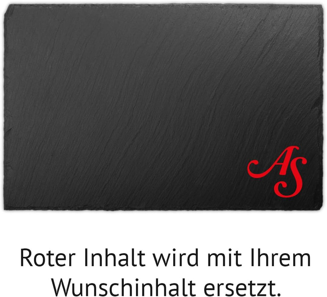 Schiefer Buffettplatte Frühstücksbrettchen Schneidebrett - Initialen, Initialen