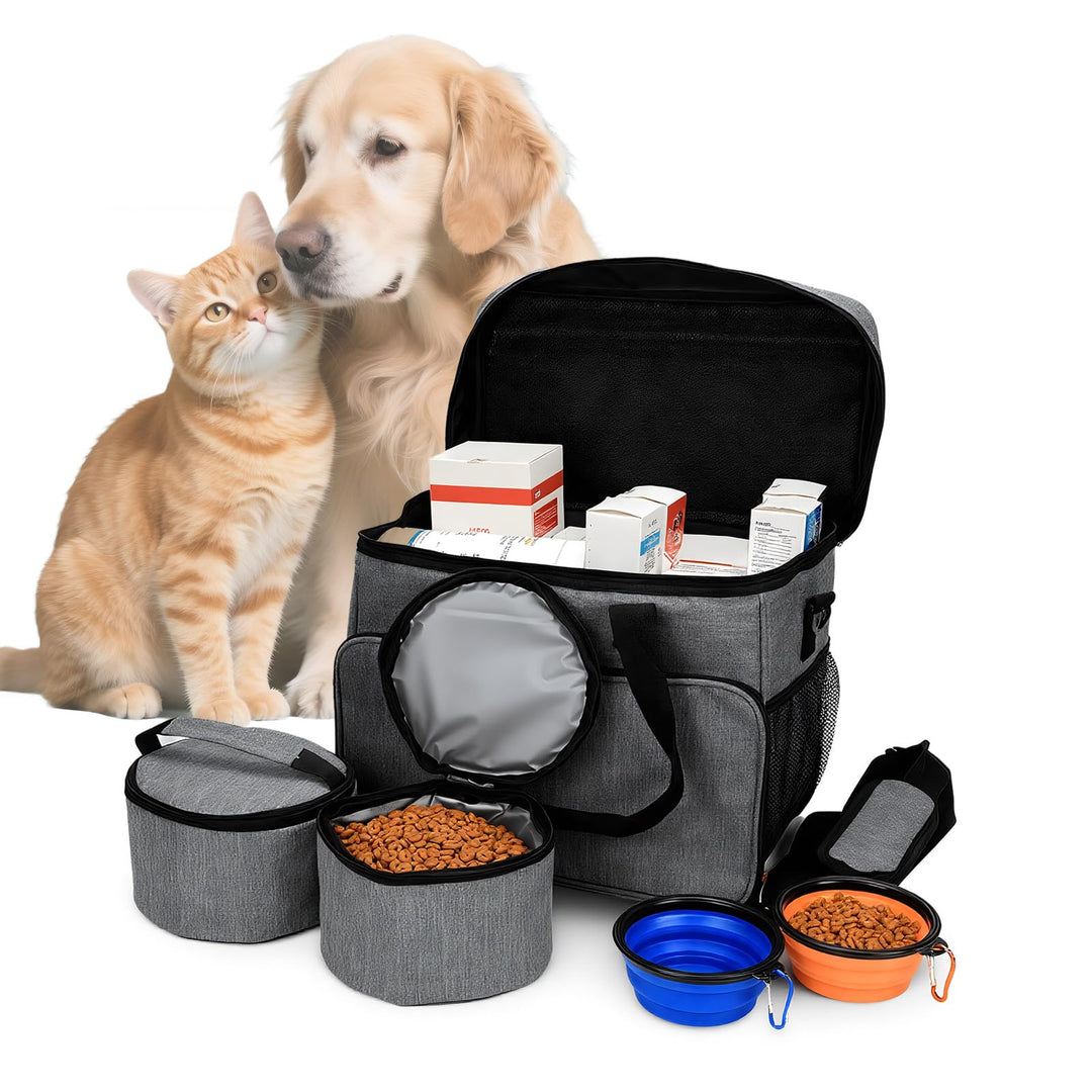 Hunde Reisetasche Grosse Hundetasche – hundereisetasche mit 2 Futterbehältern und 2 faltbaren Hunden