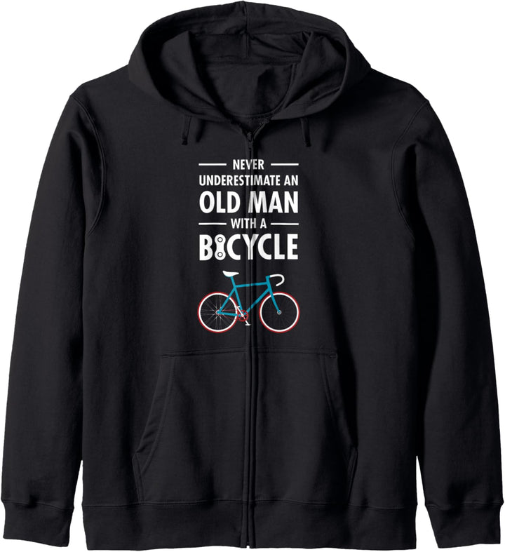 Never Underestimate An Old Man With A Bicycle - Fahrrad Kapuzenjacke