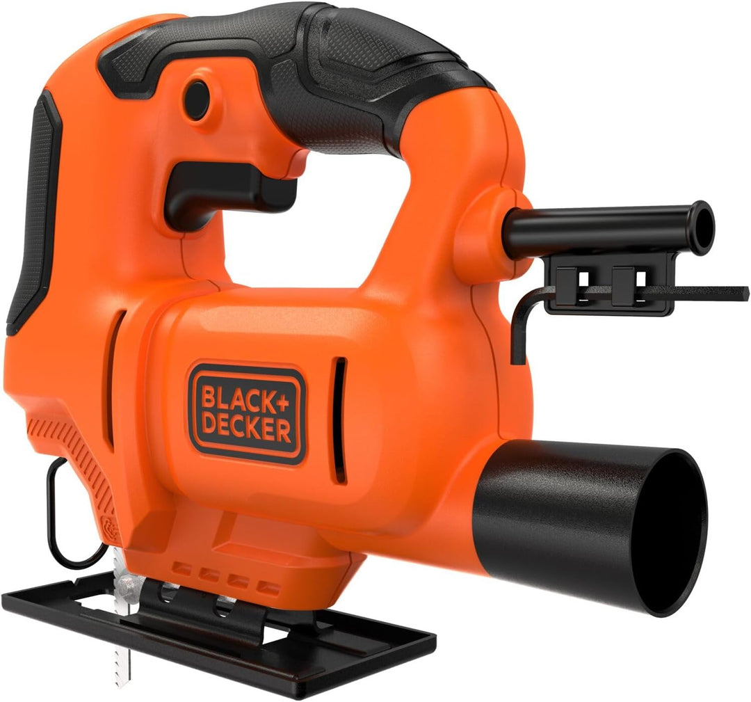 BLACK+DECKER 400W Stichsäge (kompakt und schlank, mit verstellbarem Sägeschuh, Gebläse und Feststell