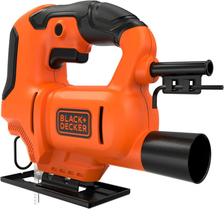BLACK+DECKER 400W Stichsäge (kompakt und schlank, mit verstellbarem Sägeschuh, Gebläse und Feststell