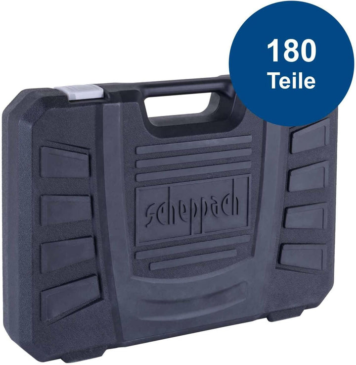 Scheppach Werkzeugkoffer TB180 Steckschlüsselsatz 180-tlg | 1/4"+3/8"+1/2" Ratschen, Verlängerung, S