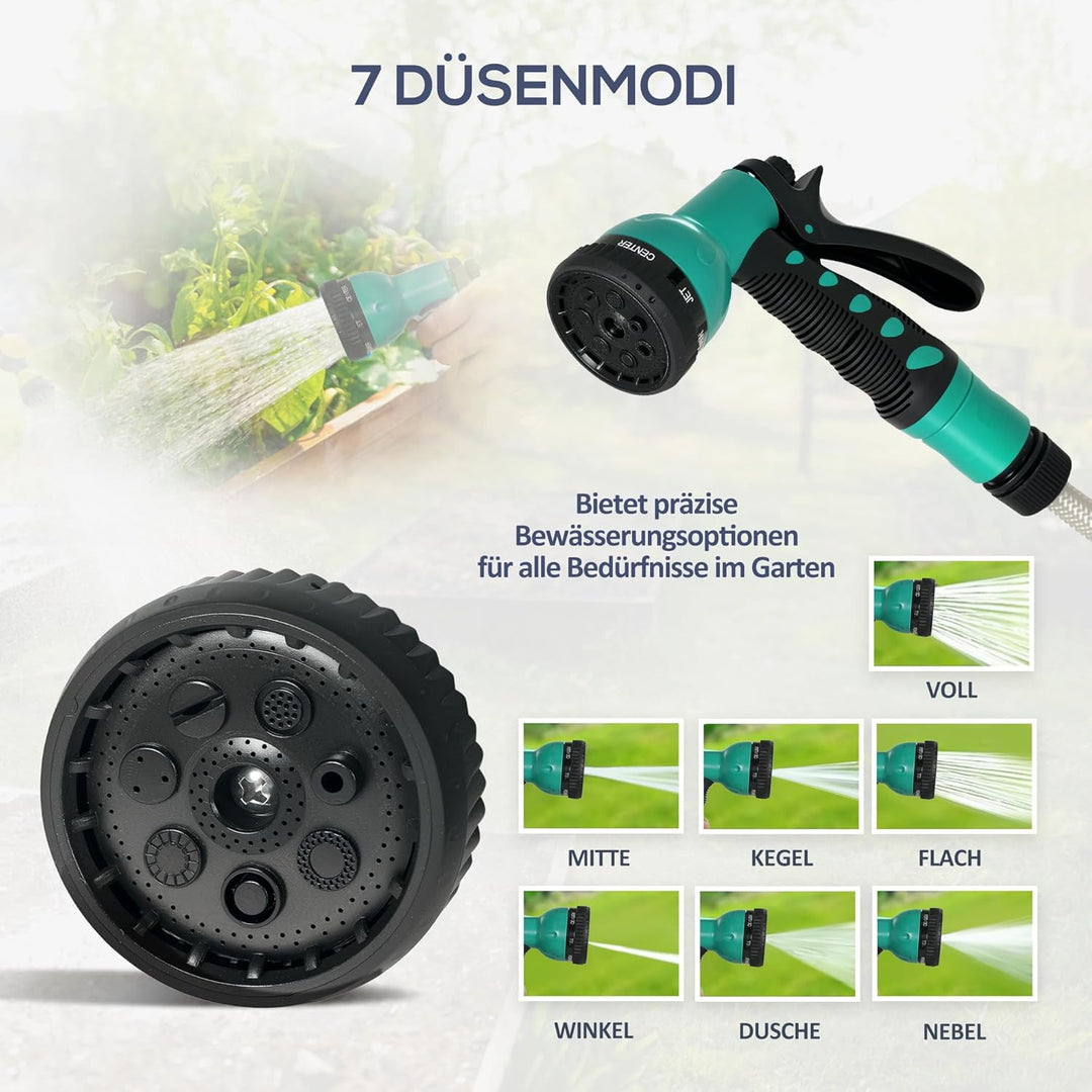Outsunny Schlauchtrommel mit Gartenschlauch 30m, 180° schwenkbar Schlauchbox, Schlauchaufroller zur