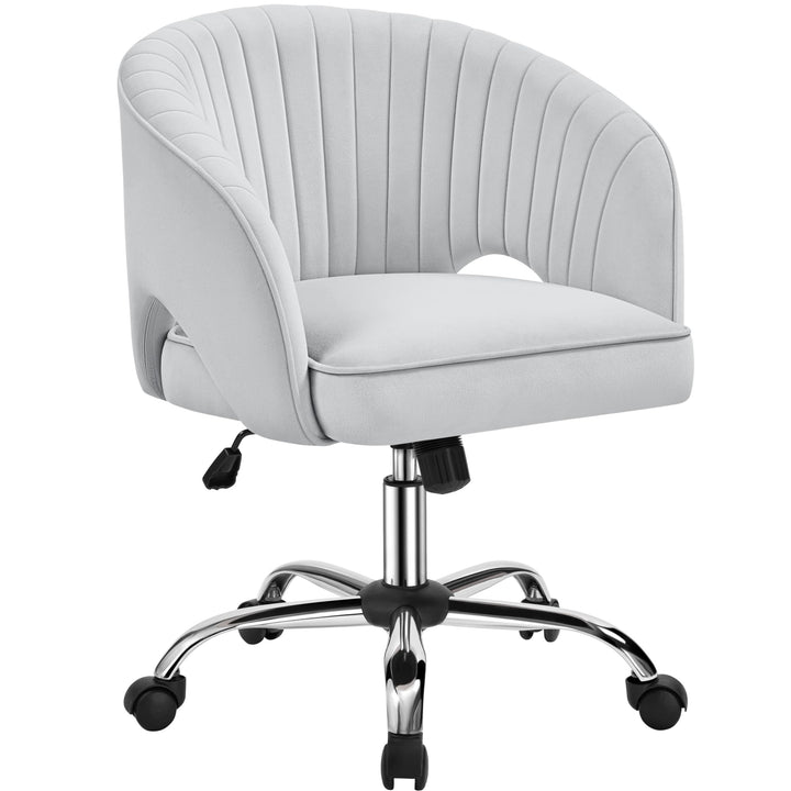 Yaheetech Bürostuhl mit Samtbezug, Ergonomischer Schreibtischstuhl mit Armlehnen, Drehstuhl mit Roll