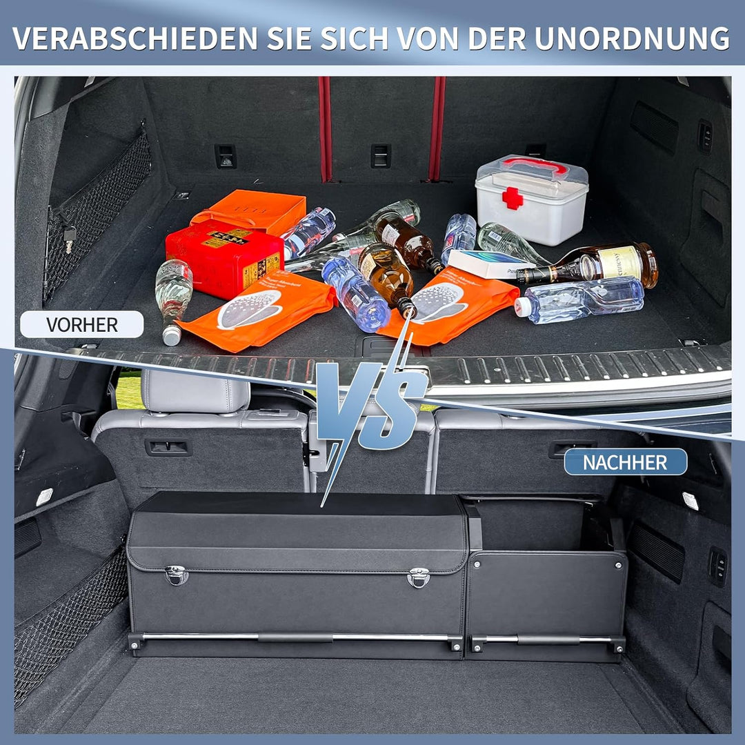 Auto Kofferraum Organizer mit Deckel – 2-in-1 Modulares XXL-Kofferraumtasche, Multifunktionaler Aufb