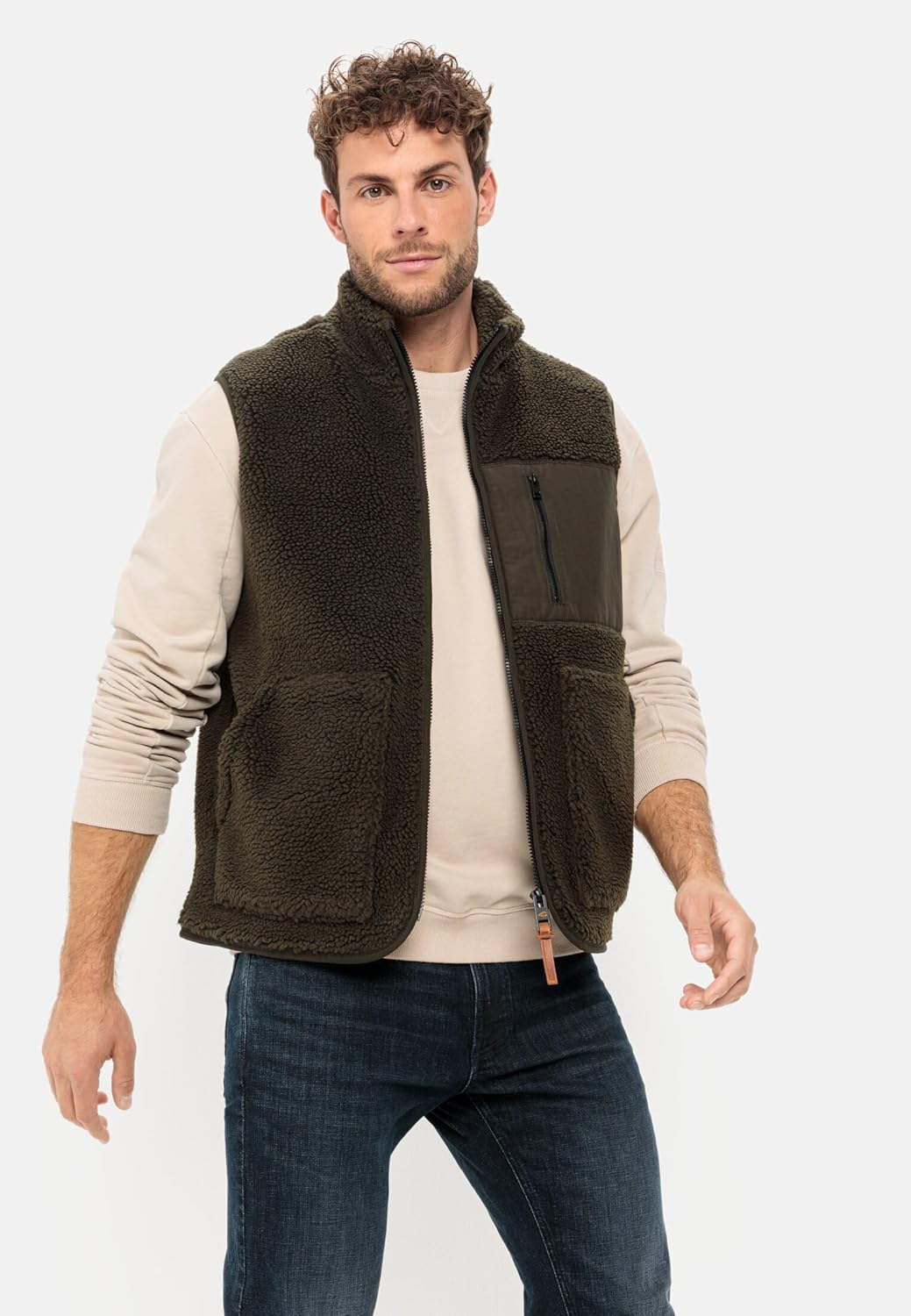camel active Herren Strickjacke XL Dark Khaki, XL Dark Khaki