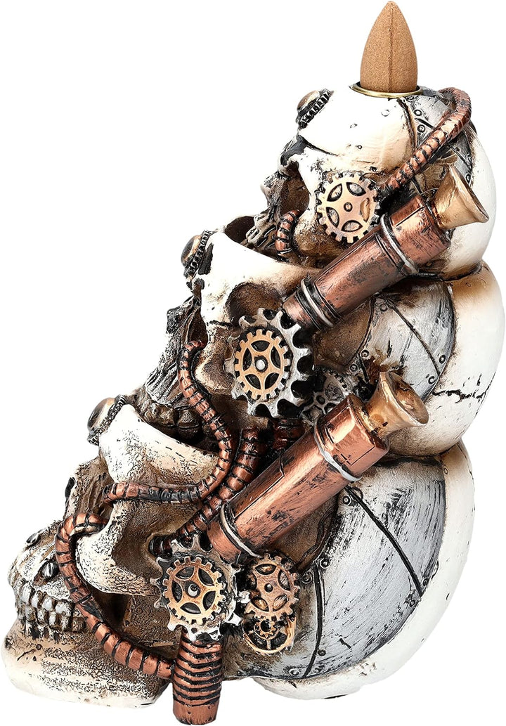 Rückfluss Räuchergefäss Totenköpfe Steampunk | Backflow Wasserfall Räucherhalter