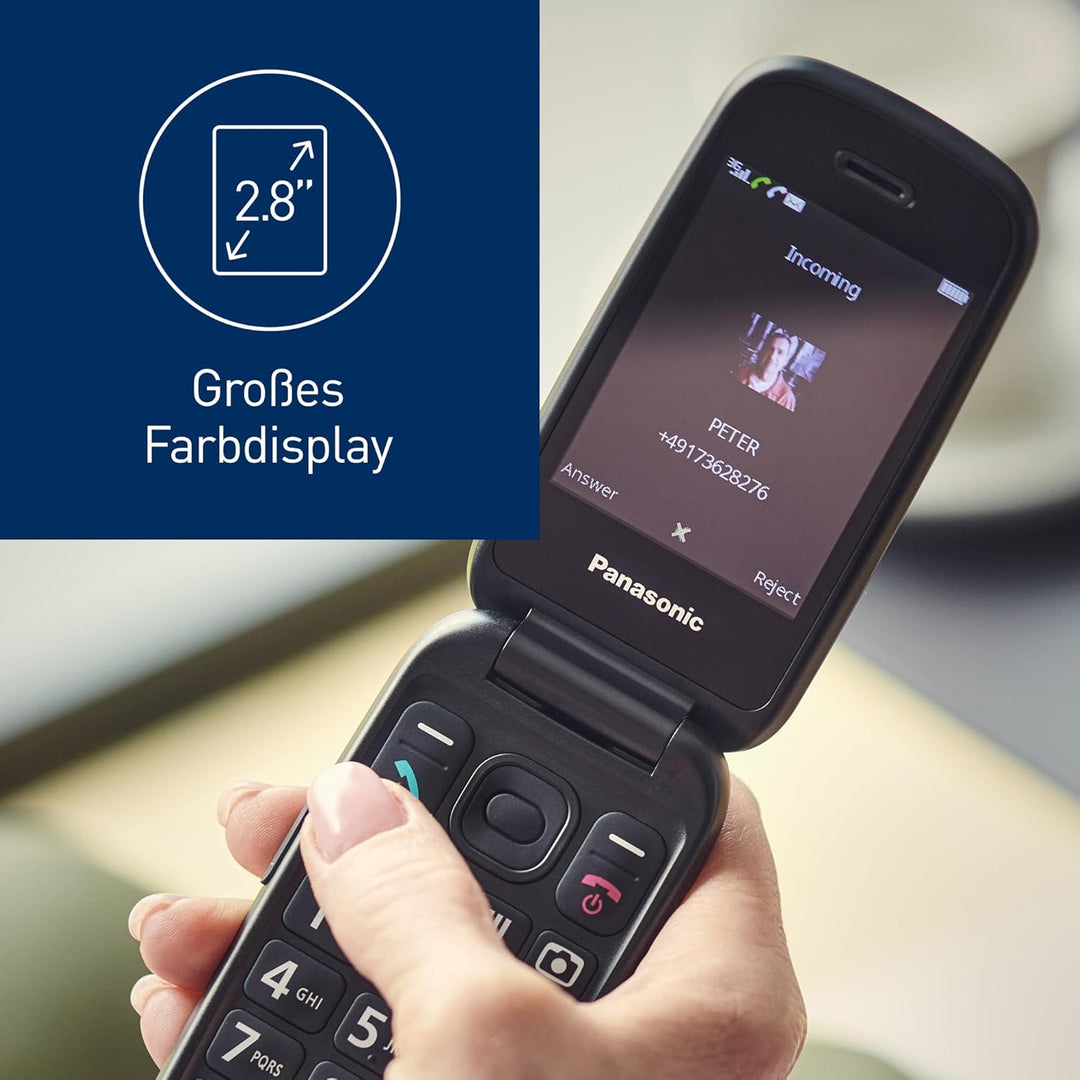 Panasonic KX-TU550EXC 4G Essentials Clamshell Handy für Senioren, 1,2 MP Kamera, Seniorentelefon mit