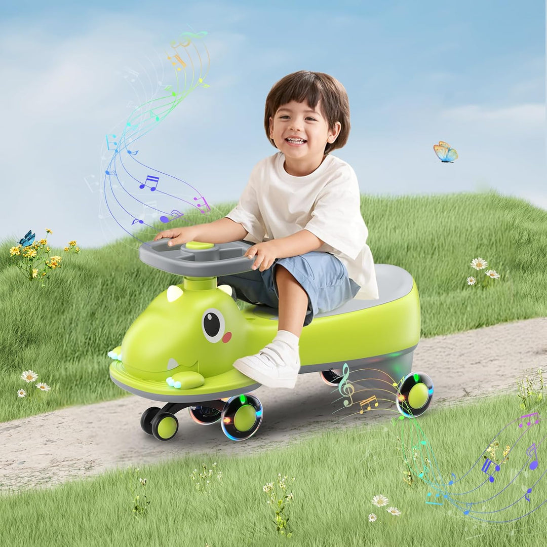 Rutschauto – Dinosaurierform, Anti-Dumping, leuchtende Reifen, Musiksystem, mit Stauraum Kinderfahrz