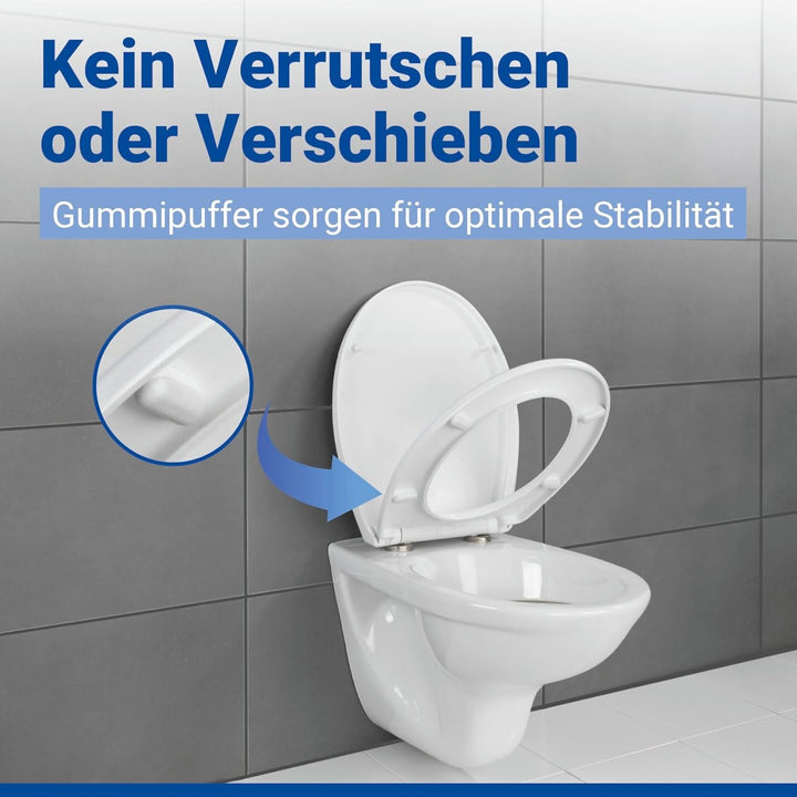 WENKO WC-Sitz Toilettendeckel mit Absenkautomatik (Softclose), abnehmbar durch Fix-Clip, O-Form, bru