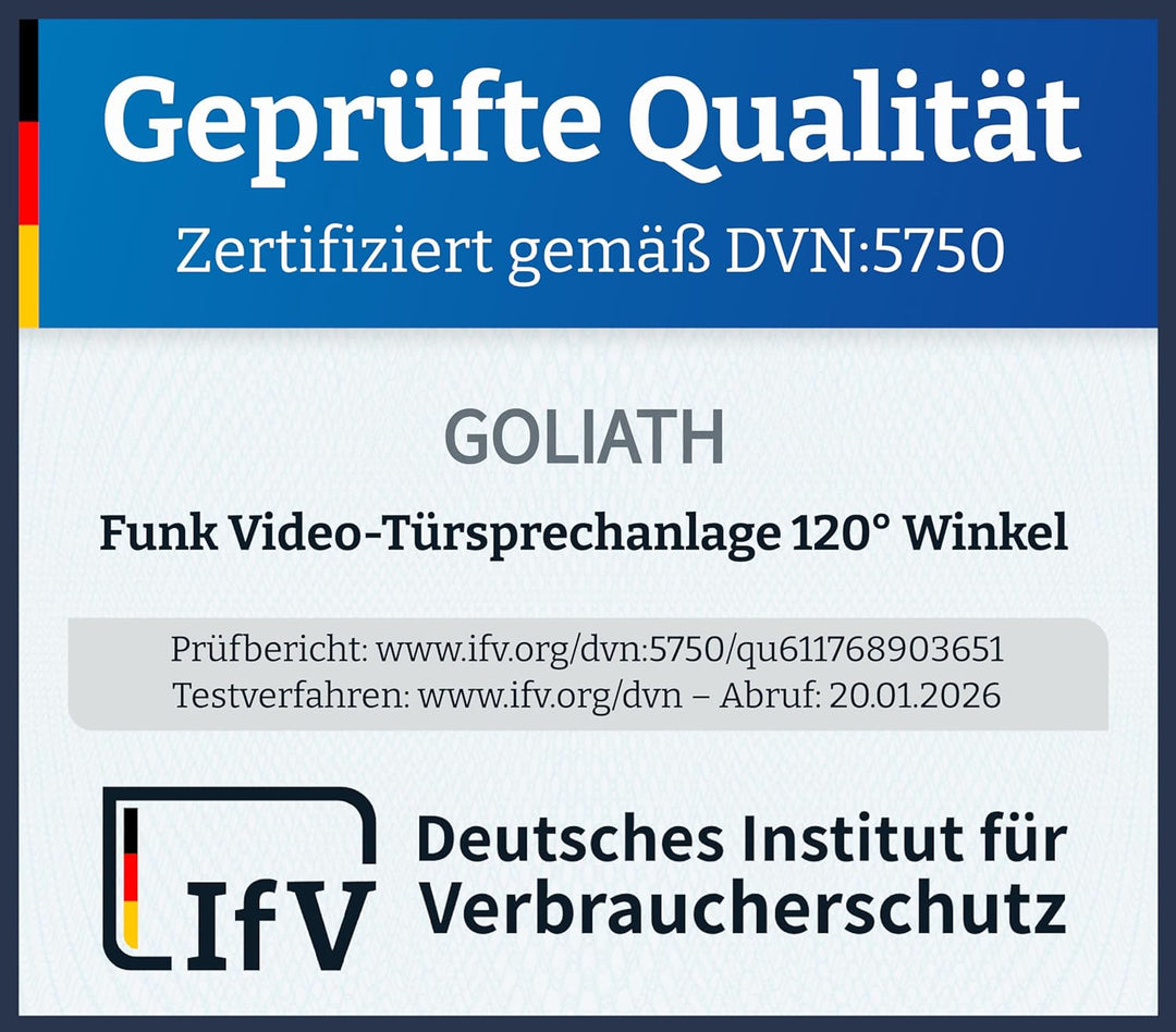 GOLIATH® Funkklingel mit Kamera & Gegensprechanlage [MIT SMARTPHONE-APP] - Türklingel mit Full HD Ka