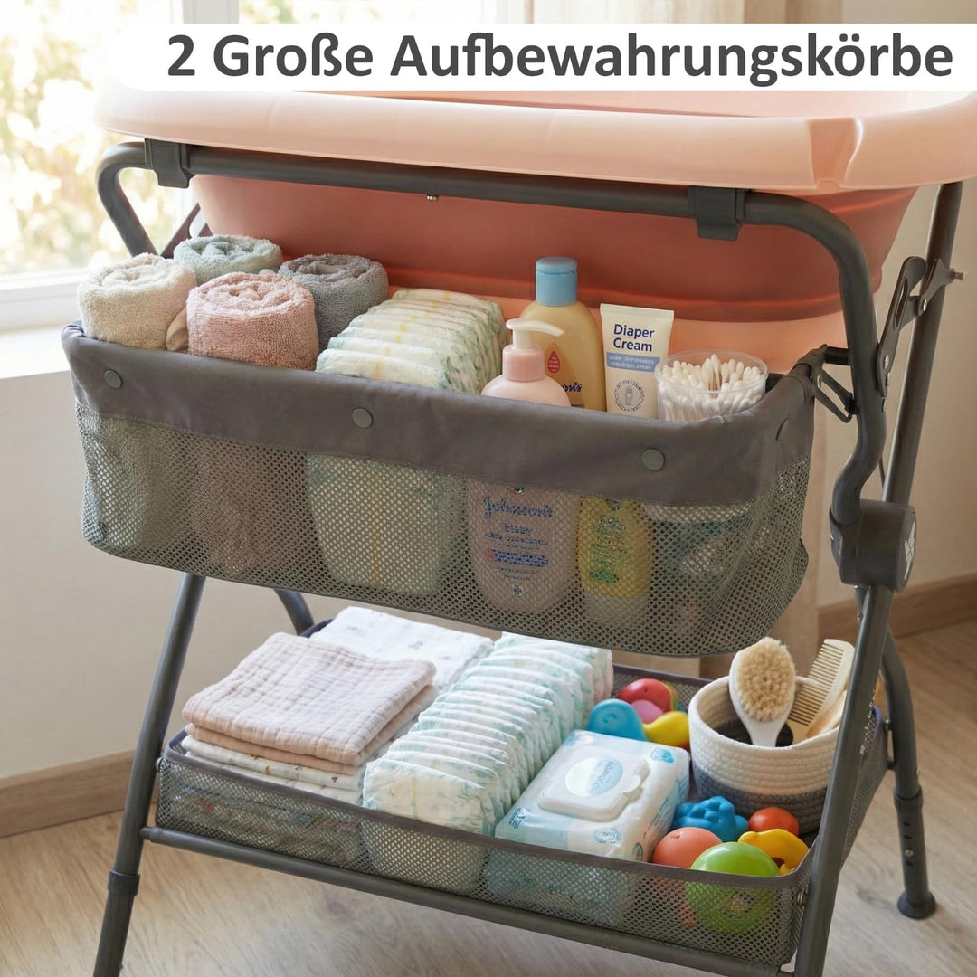 Twinly Bubbly – Faltbare 2-in-1-Baby-Badewanne – Ergonomisch verstellbare Höhe, abnehmbare Badewanne