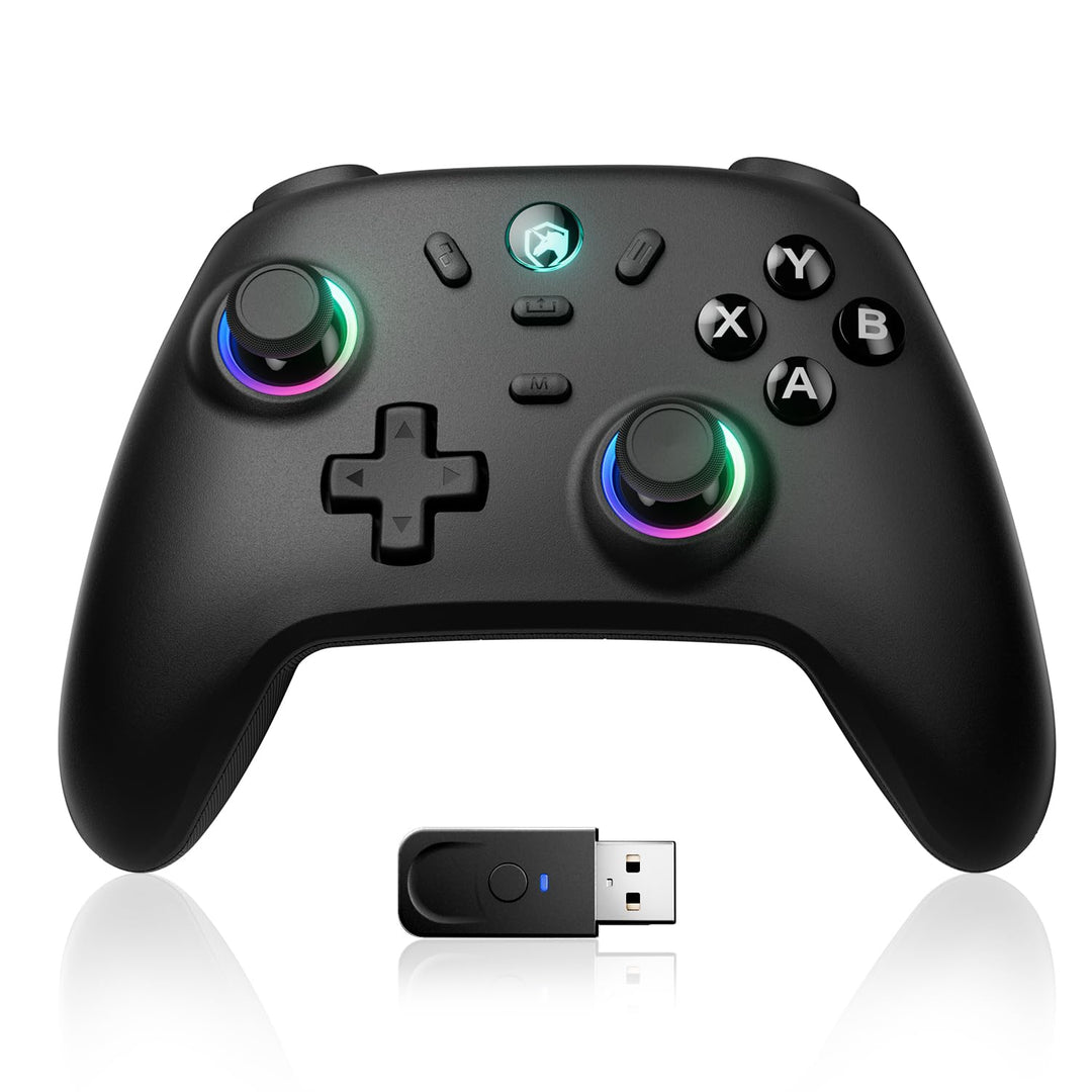 ECHTPower PC Wireless Controller, 1000Hz Gaming-Controller mit RGB/Hall-Joystick/Turbo/Vibration/800