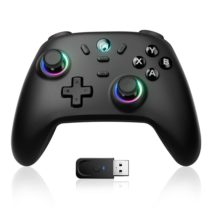 ECHTPower PC Wireless Controller, 1000Hz Gaming-Controller mit RGB/Hall-Joystick/Turbo/Vibration/800