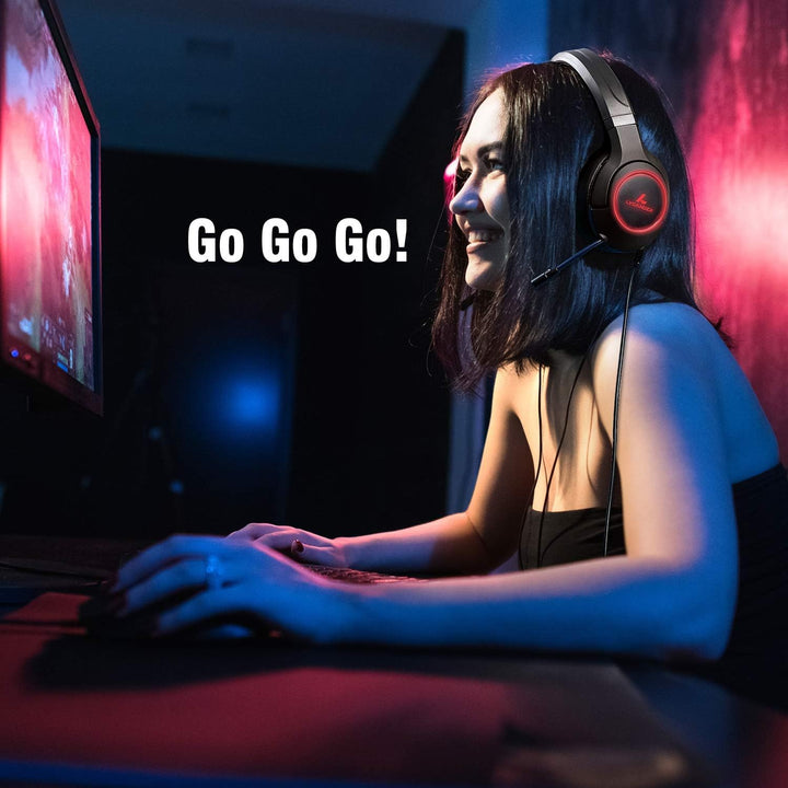 LYCANDER Gaming-Headset mit Mikrofon und LED-Licht, 3,5 mm Eingang, für PC, PS4, Xbox One, Nintendo