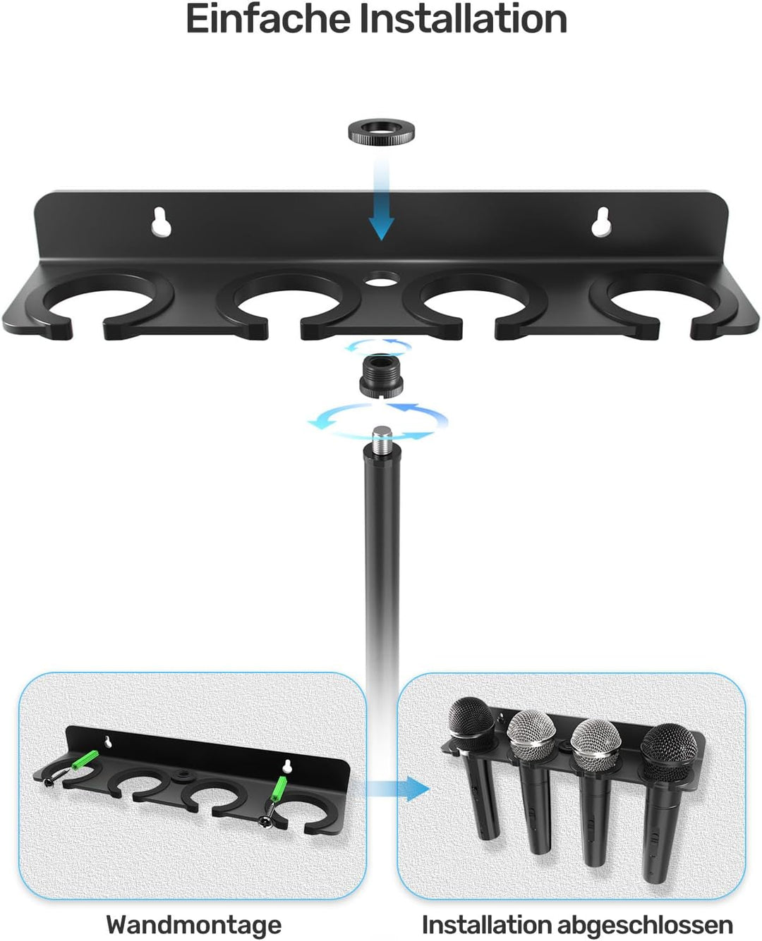 [2025 Upgrade] Multi-Mikrofonhalter für Mikrofonständer, Aufbewahrungs-Organizer für mehrere dynamis