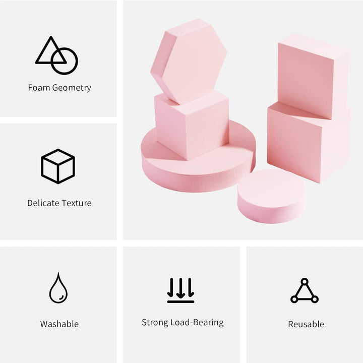 Selens Fotografie Requisiten Geometrische Würfelschaumformen 6 Stück Rosa Hintergrund Schaum Requisi