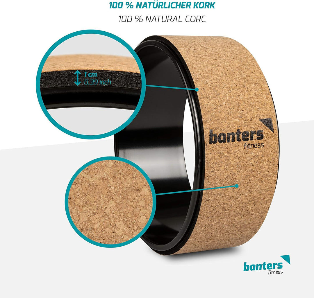 banters Yoga Rad aus Naturkork -Yoga Wheel inklusive Übungsposter